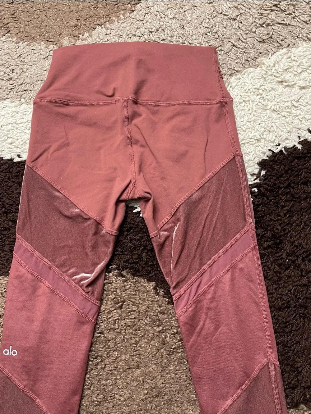 Alo Yoga Womens High Waist Luxe Sheila Legging Sz S In Rosewood Velvet Pink